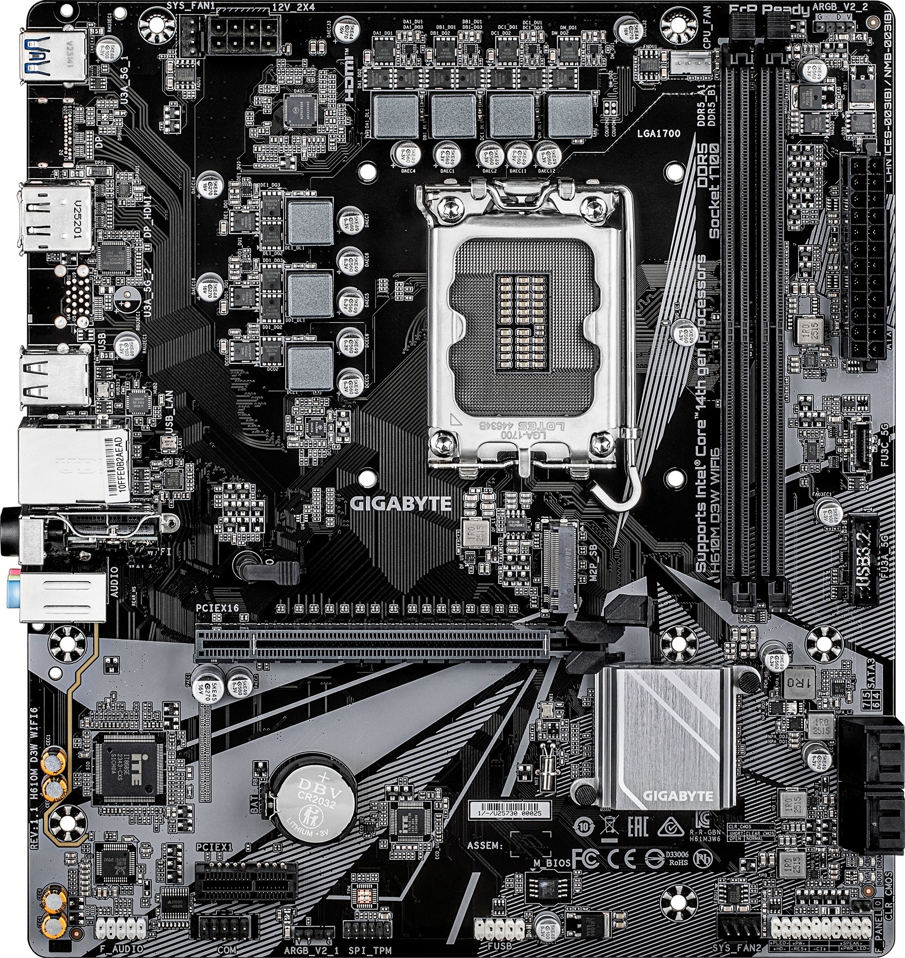 GIGABYTE MB Sc LGA1700 H610M D3W WIFI6, Intel H610, 2xDDR5, 1xHDMI, 1xDP, Wifi, mATX