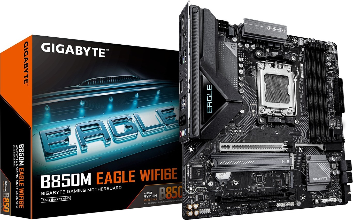 GIGABYTE MB Sc AM5 B850M EAGLE WF6E, AMD B850, 4xDDR5, 1xHDMI, 2xDP, Wifi, mATX