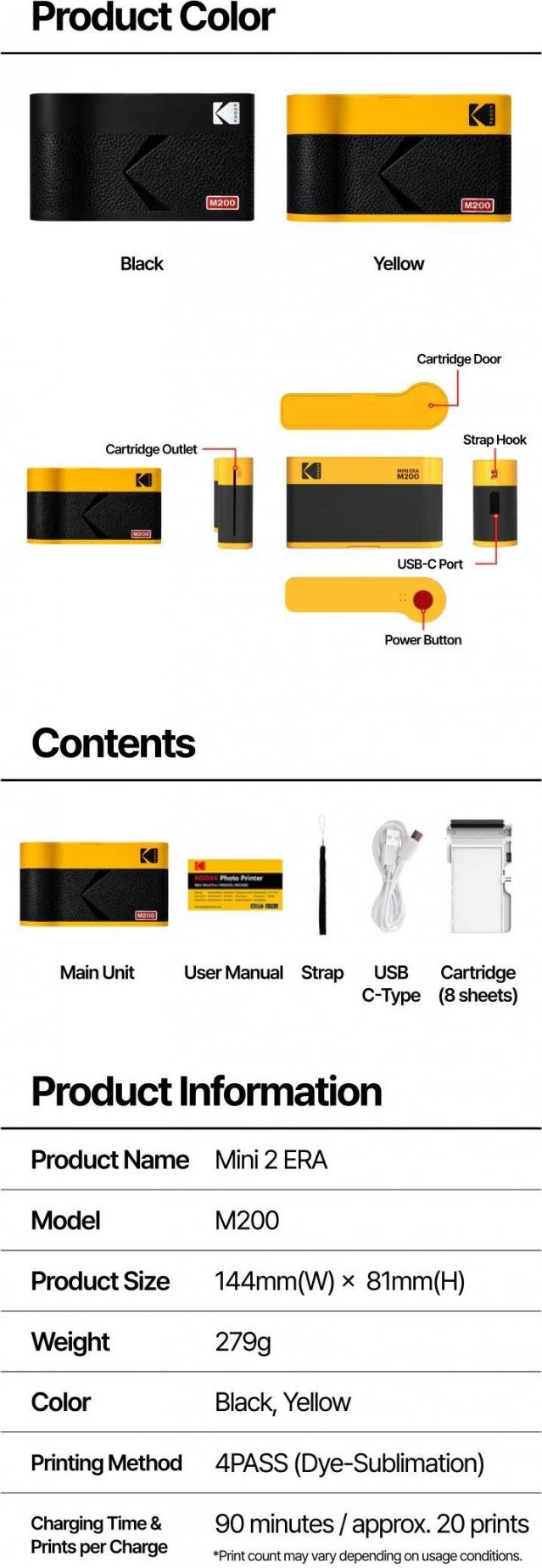 KODAK přenosná tiskárna Mini 2 Printer ERA 2,1x3,4