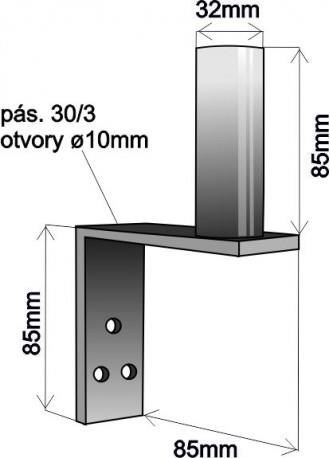 WFmetal Držák antény na zeď mini, galvanický zinek, délka 8,5cm, výška 8,5cm