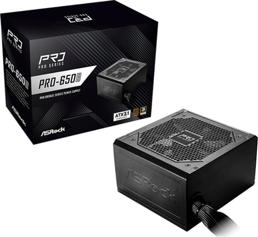 ASROCK zdroj PRO-650B, 650W, 80Plus Bronze, 120 mm, ATX 3.1
