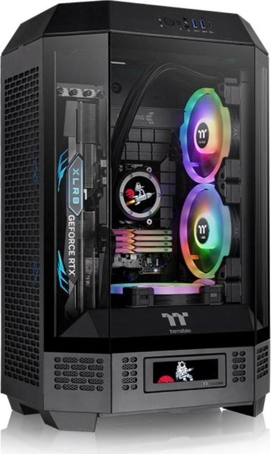 THERMALTAKE Case The Tower 300, mATX, Průhledná bočnice, 2x 140mm Fan, černá