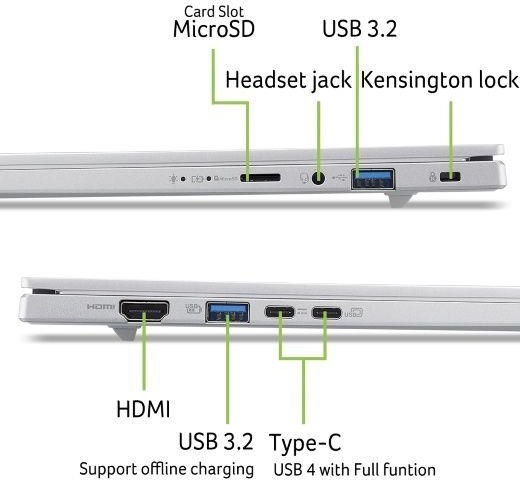 ACER NTB Aspire 14 AI (A14-61M-R4Z3),R5 AI 330,14"WUXGA,16GB,512GB SSD,Radeon 820M,W11H,Silver