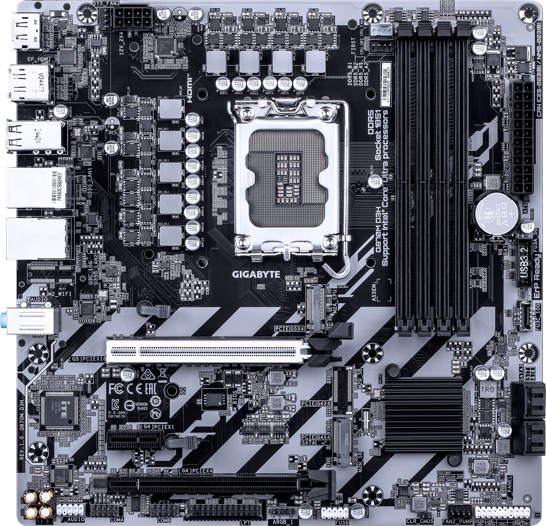 GIGABYTE MB Q870M D3H, Intel Q870, 4xDDR5, DP, HDMI, mATX