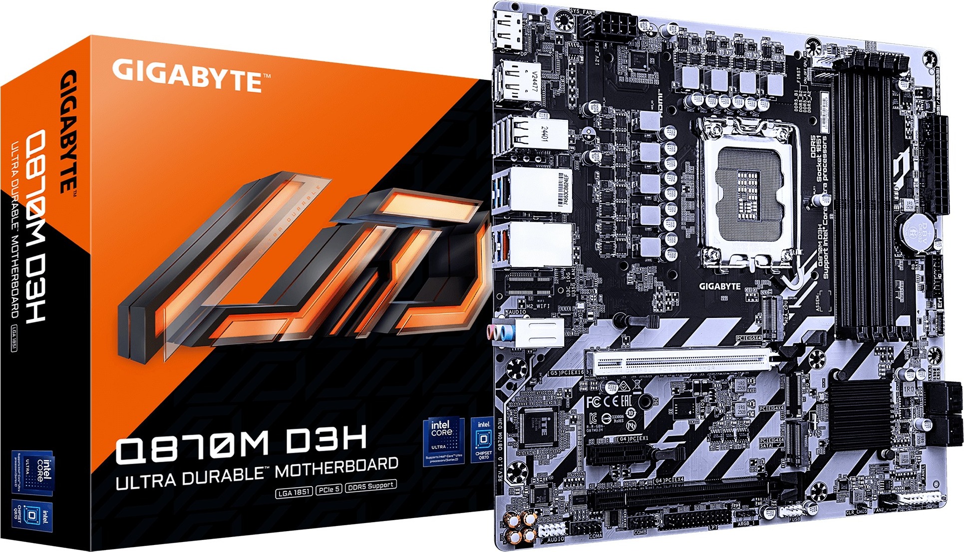 GIGABYTE MB Q870M D3H, Intel Q870, 4xDDR5, DP, HDMI, mATX