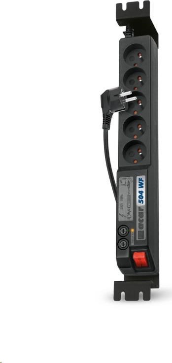 19" rozvodný panel ACAR 5x230V, vypínač, indikátor napětí, přepěťová ochrana, kabel 5m
