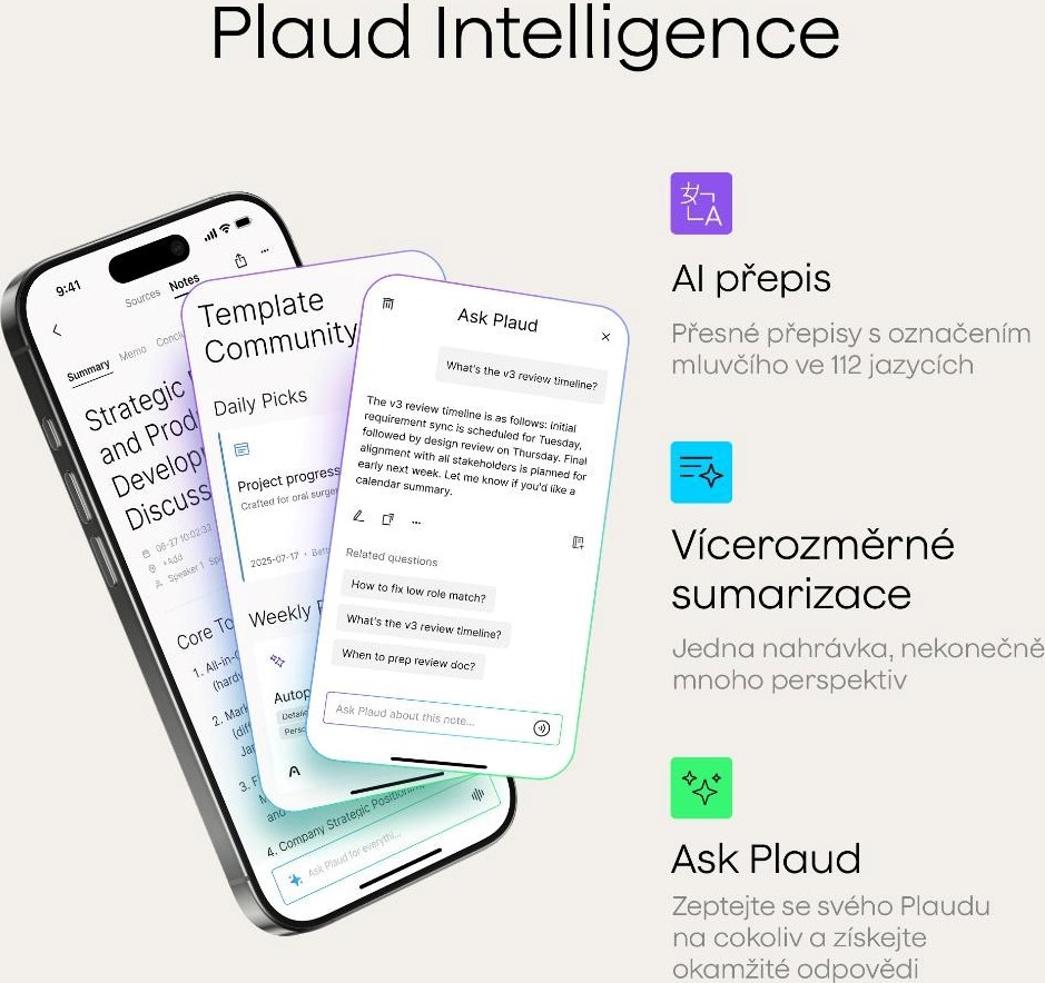 PLAUD Note PRO Silver - AI hlasový záznamník