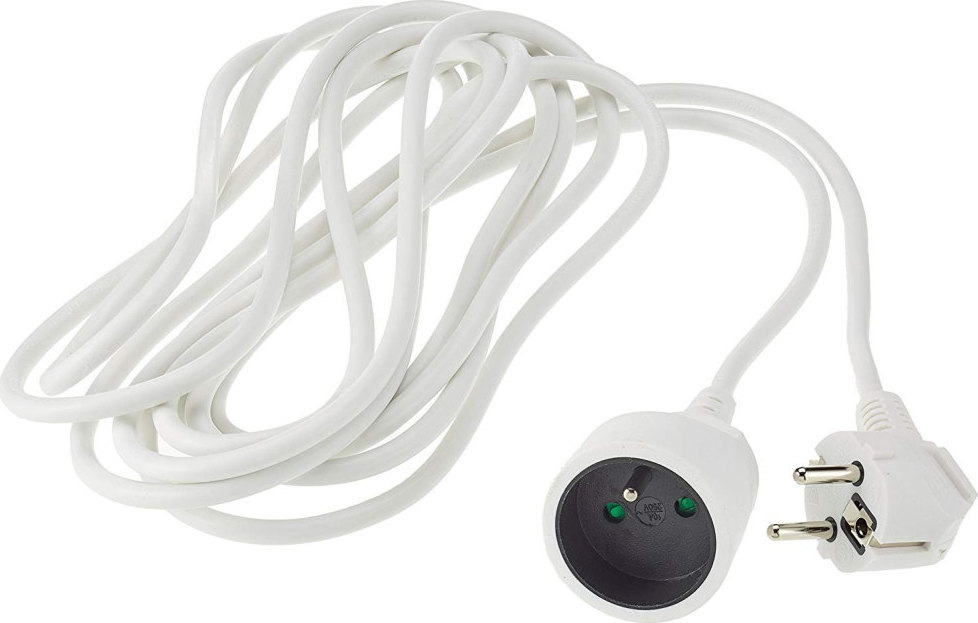 PREMIUMCORD Predlžovací kábel 230V 1m, 1 zásuvka (M/F) biely