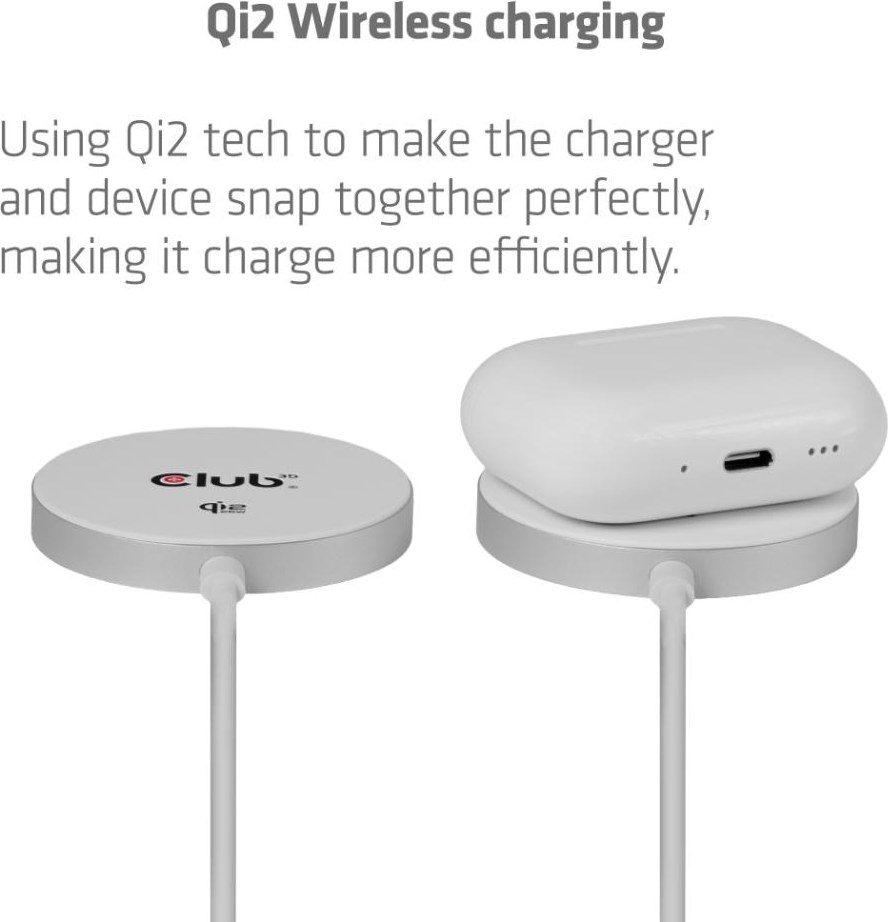 Club 3D Club3D Bezdrátová nabíječka, 1x Qi2 25W, MagSafe, Qi certifikováno, bílá