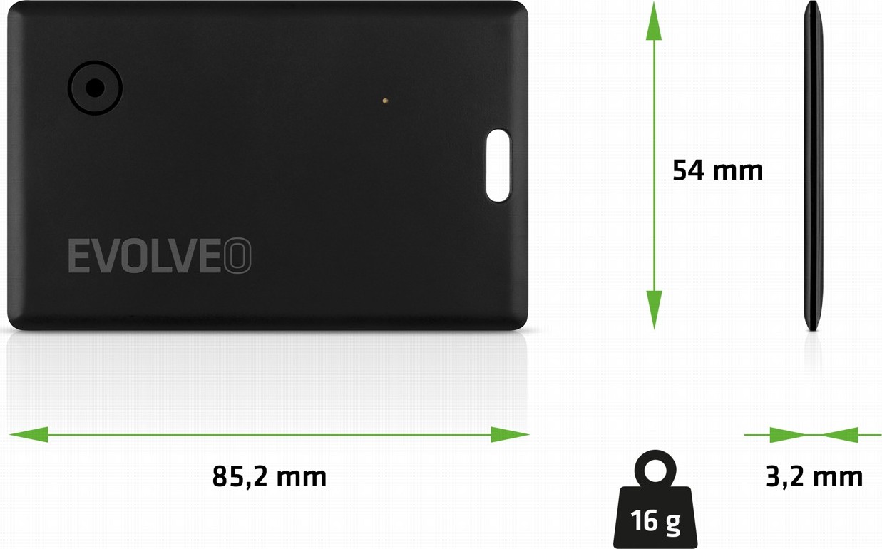 EVOLVEO TrackCard, Bluetooth lokátor s Apple Find My, černý