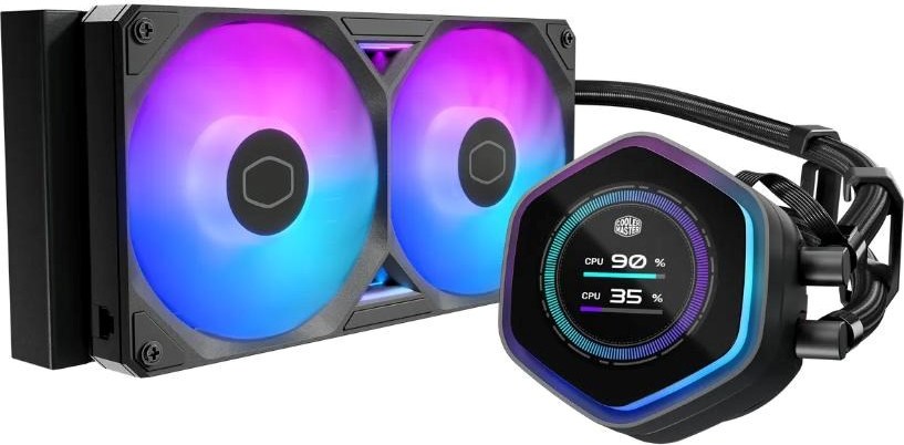 CoolerMaster Cooler Master vodní chladič MasterLiquid Atmos II LCD 240, 2x120mm, LGA1851, AM5, černá