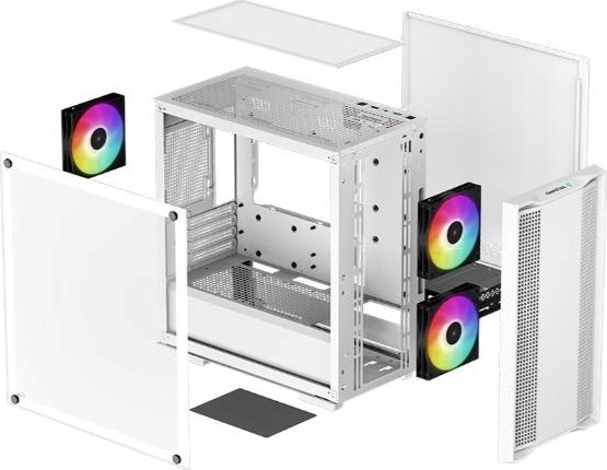 DEEPCOOL Case CC360 WH ARGB, mATX, Průhledná bočnice, 3x120mm Fan, bílá