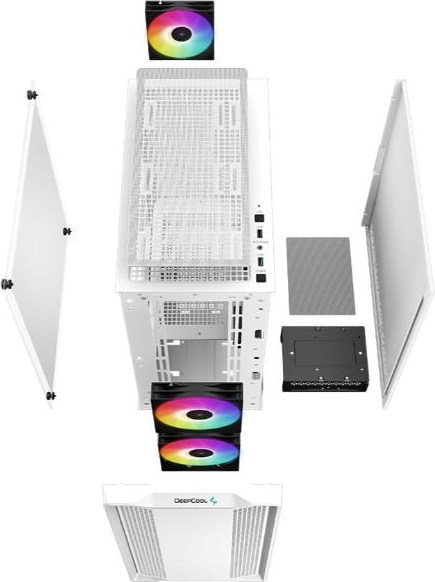 DEEPCOOL Case CC360 WH ARGB, mATX, Průhledná bočnice, 3x120mm Fan, bílá