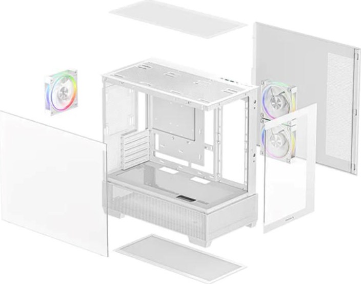 DEEPCOOL Case CG380 3F WH, mATX, ARGB, Průhledná bočnice, 3x120mm Fan, bílá