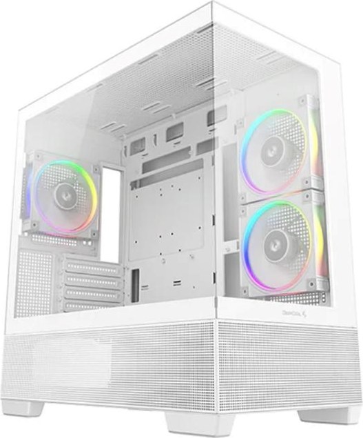 DEEPCOOL Case CG380 3F WH, mATX, ARGB, Průhledná bočnice, 3x120mm Fan, bílá