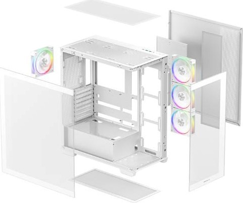 DEEPCOOL Case CG580 4F V2 WH, ATX, Průhledná bočnice, 4x120mm ARGB, bílá