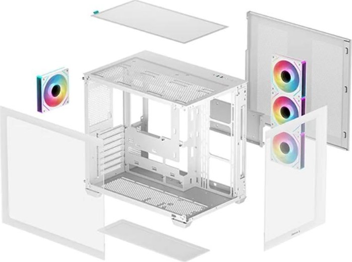 DEEPCOOL Case CG530 4F WH, ATX, Průhledná bočnice, 4x120mm ARGB, bílá