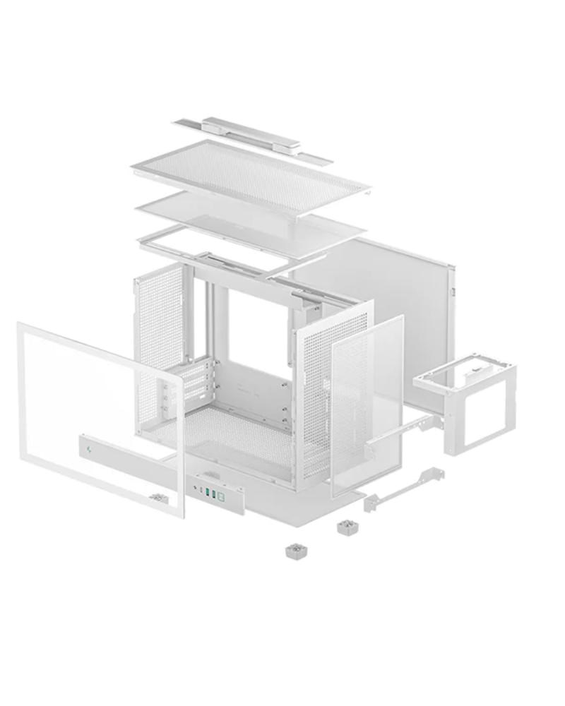 DEEPCOOL Case CH160 PLUS WH, mATX, Průhledná bočnice, bílá