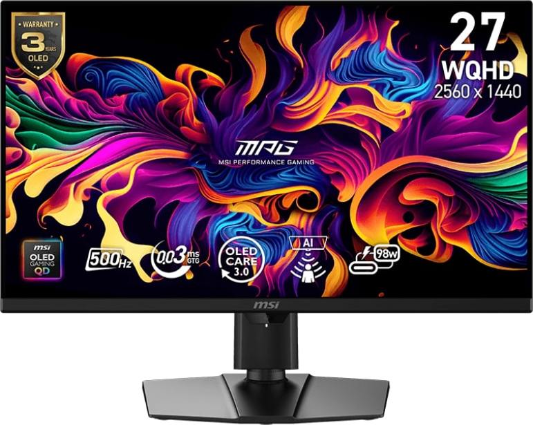 MSI MPG/271QR QD-OLED X50/26,5"/QD-OLED/QHD/500Hz/0,03ms/Černá/3R