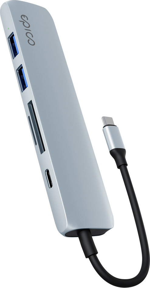 Epico 6v1 hliníkový USB-C 8K hub - modrá