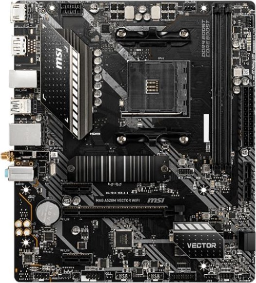 MSI MB Sc AM4 MAG A520M VECTOR WIFI, AMD A520, 2x DDR4, WiFi, 1x DP, 1x HDMI, m-ATX