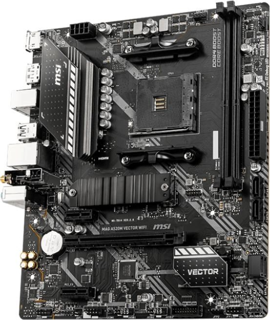 MSI MB Sc AM4 MAG A520M VECTOR WIFI, AMD A520, 2x DDR4, WiFi, 1x DP, 1x HDMI, m-ATX