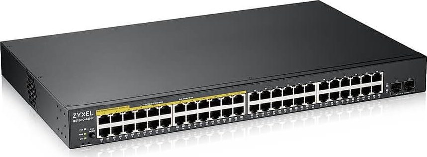 Zyxel GS1900-48HP v2 50portový gigabitový webový inteligentný PoE prepínač, 48x gigabitový RJ45 (24x PoE), 2x SFP, rozpočet PoE 170W