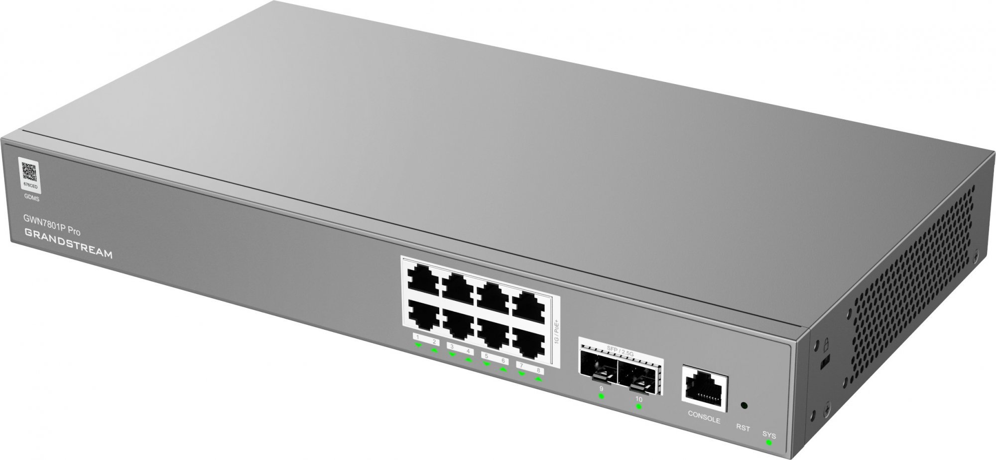 Grandstream GWN7801P Pro L2++, Managed switch, 8x 1Gb RJ45, PoE+, SFP, DHCP, CLI, VLAN