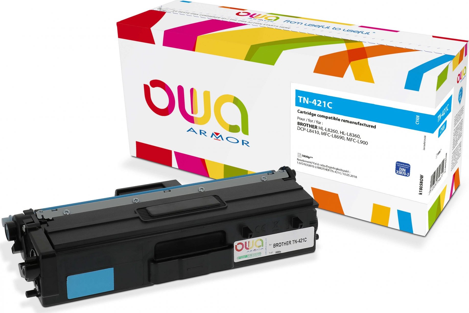 ARMOR toner pro Brother HL L8260, HL L8360, DCP L8410, MFC L8690, MFC L900 (TN421C), modrá/cyan, 1800 str