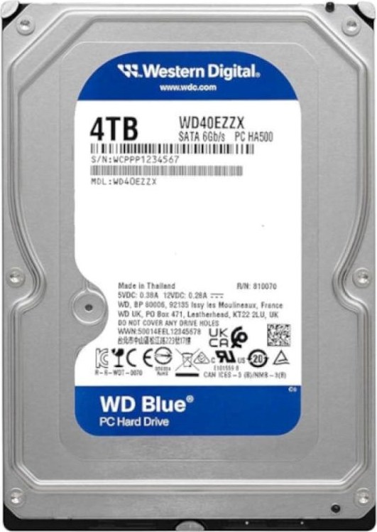 Western Digital WD BLUE WD40EZZX 4TB, SATA III 3.5", 128MB 5400RPM, 180MB/s, CMR