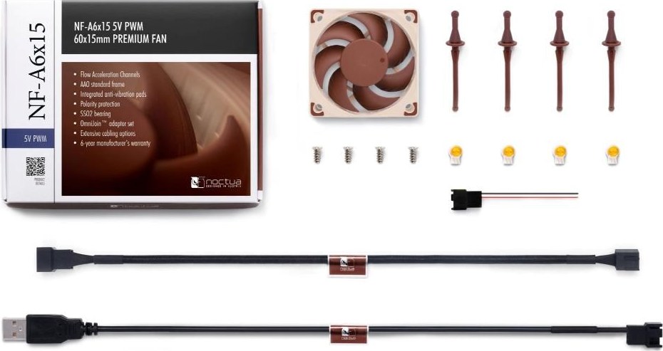 NOCTUA Ventilátor NF-A6x15 5V PWM, 60mm, hnědá
