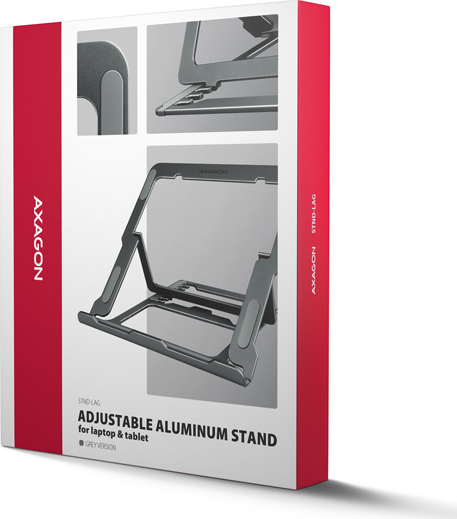 AXAGON STND-LAG hliníkový stojan na notebook 10"-17.3" nastaviteľná výška, sivý