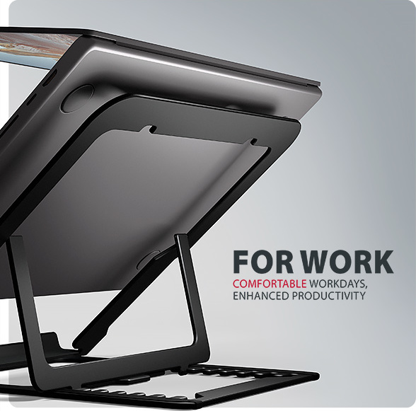 AXAGON STND-LAB hliníkový stojan na notebook 10"-17.3" nastaviteľná výška, čierny