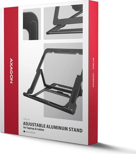AXAGON STND-LAB hliníkový stojan na notebook 10"-17.3" nastaviteľná výška, čierny