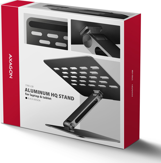 AXAGON STND-LQB hliníkový HQ stojan na notebook 10"-17.3" nastaviteľná výška a uhol, čierny