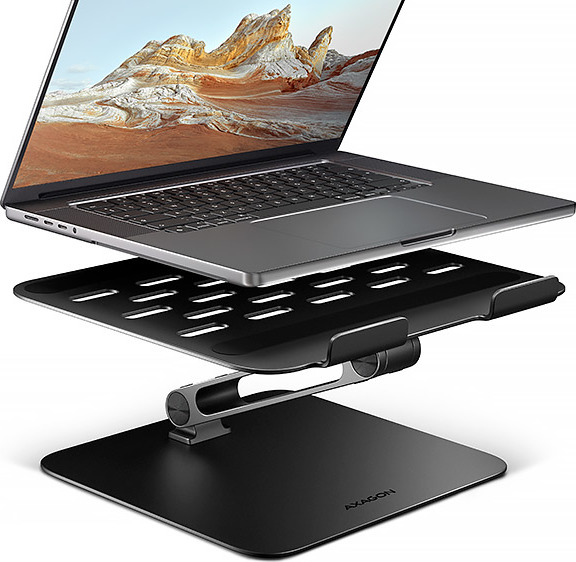 AXAGON STND-LQB hliníkový HQ stojan na notebook 10"-17.3" nastaviteľná výška a uhol, čierny
