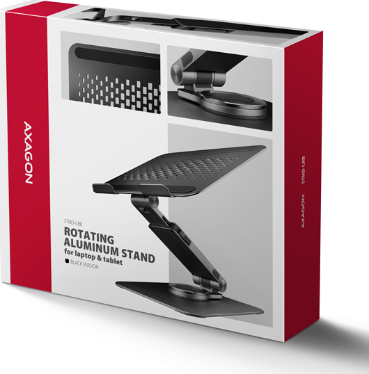 AXAGON STND-LRB hliníkový stojan na notebook 10"-17.3" nastaviteľná výška a uhol, otočný, čierny