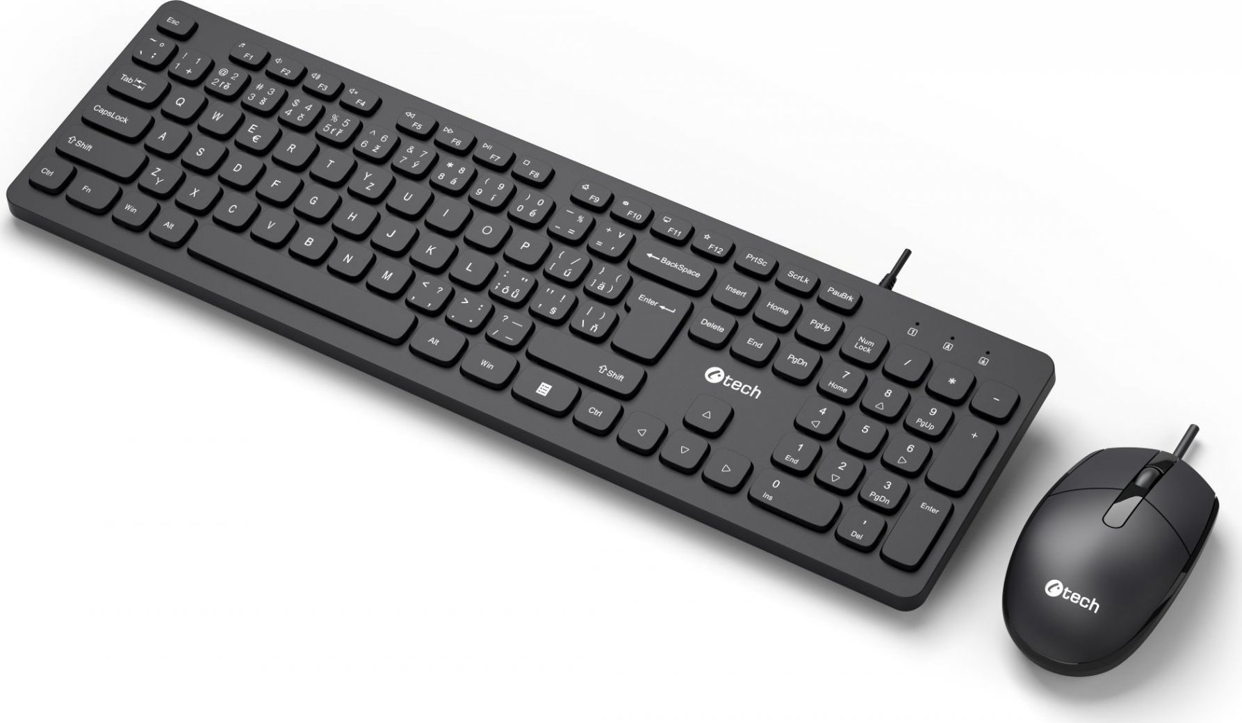 C-TECH Klávesnice KBM-105, drátový combo set s myší, USB, CZ/SK