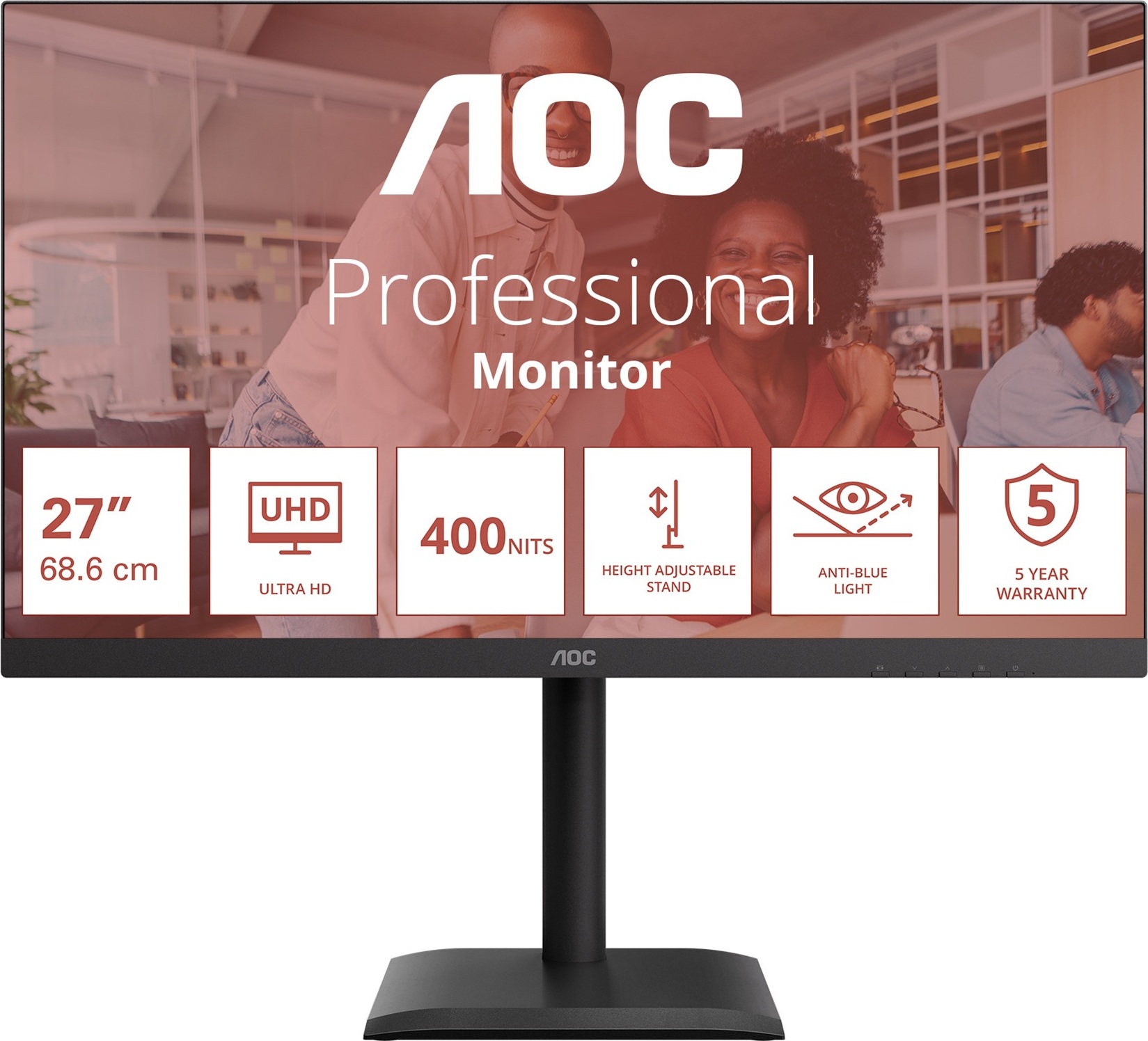 AOC MT IPS LCD WLED 27" U27E4CV - IPS panel, 3840x2160, 60Hz, HDMI, DP, USB-C