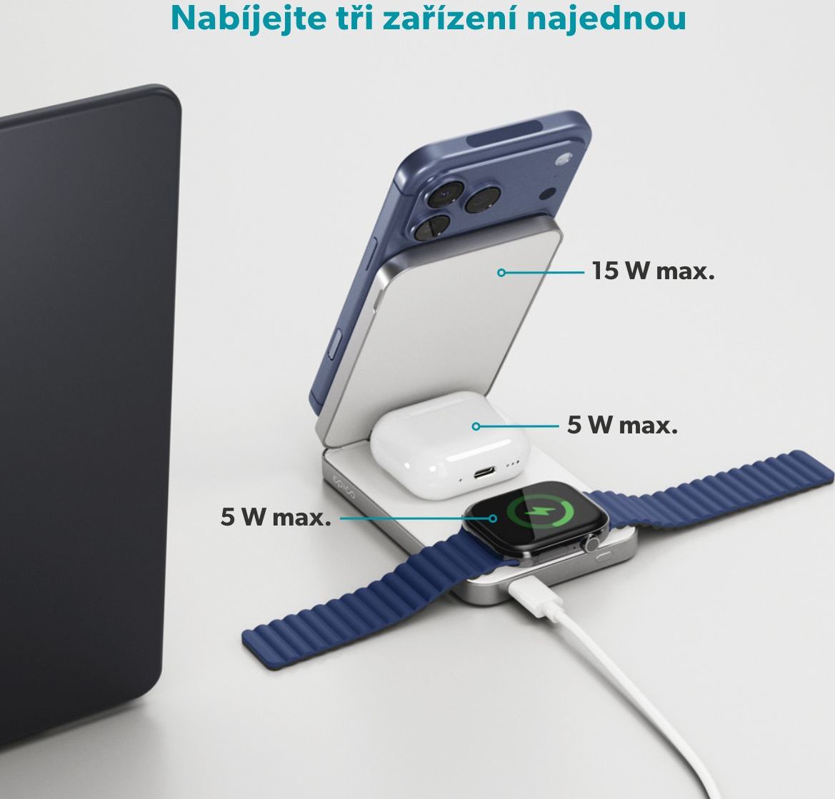 Epico UltraBase 4in1 8000mAh Fold powerbanka & bezdrátový nabíjecí stojánek EF50