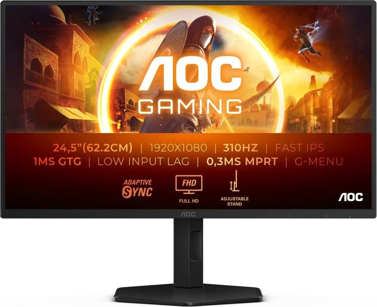 AOC MT VA LCD WLED 24.5" 25G4SXU - 1920x1080,IPS,300Hz(OC 310Hz),2xHDMI,DP,USBhub,Pivot