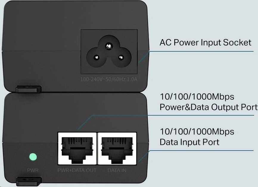 TP-Link OMADA POE160S PoE+ injektor v4.0 (PN:1700000239) (2xGbE, 802.3af/at, 30W)