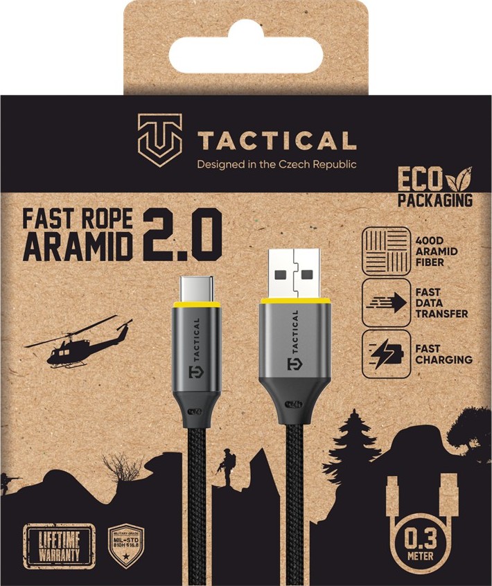 Tactical Fast Rope Aramid 2.0 Cable USB-A/USB-C 0.3m