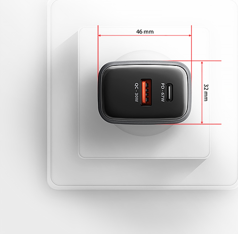 AXAGON ACU-PQ67D GaN nabíjačka do siete 67W, USB-A + USB-C, PD3.0/PPS/QC4+/SFC2.0/Apple, LCD display