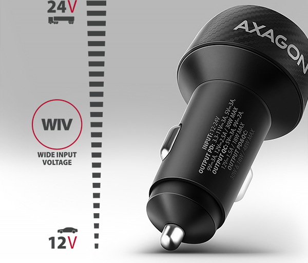 AXAGON PWC-PQ48 nabíjačka do auta 48W, USB-A+USB-C, PD3.0/PPS/QC4+/SFC/Apple