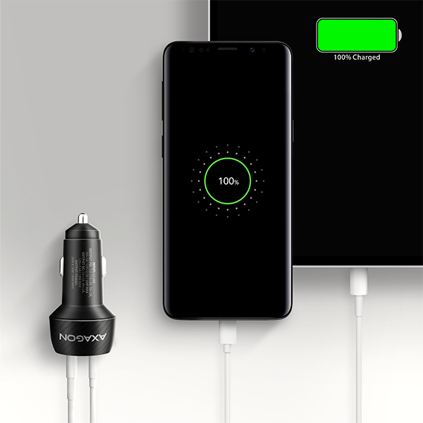 AXAGON PWC-PQ48 nabíjačka do auta 48W, USB-A+USB-C, PD3.0/PPS/QC4+/SFC/Apple