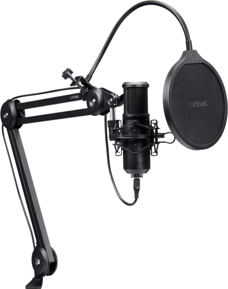 TRUST mikrofon GXT270 Emita II s nastavitelným ramenem, USB-C, černá