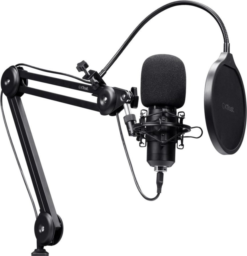 TRUST mikrofon GXT270 Emita II s nastavitelným ramenem, USB-C, černá