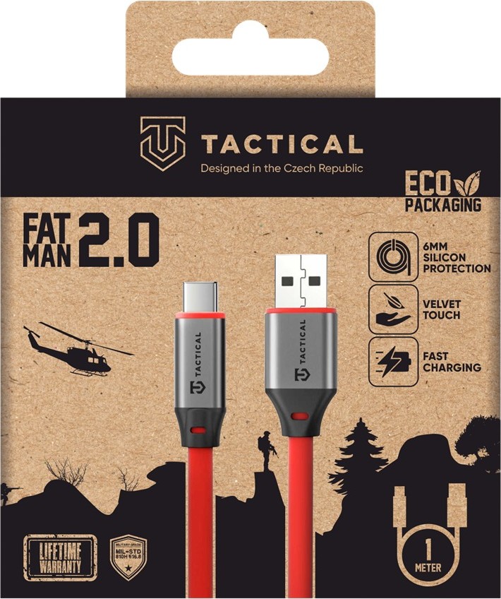 Tactical Fat Man 2.0 Cable USB-A/USB-C 1m Red