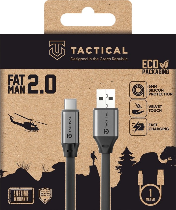 Tactical Fat Man 2.0 Cable USB-A/USB-C 1m Grey